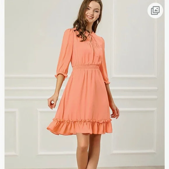Allegra K | Dresses | Allegra K Womens Salmon Colored Chiffon Dress |  Poshmark